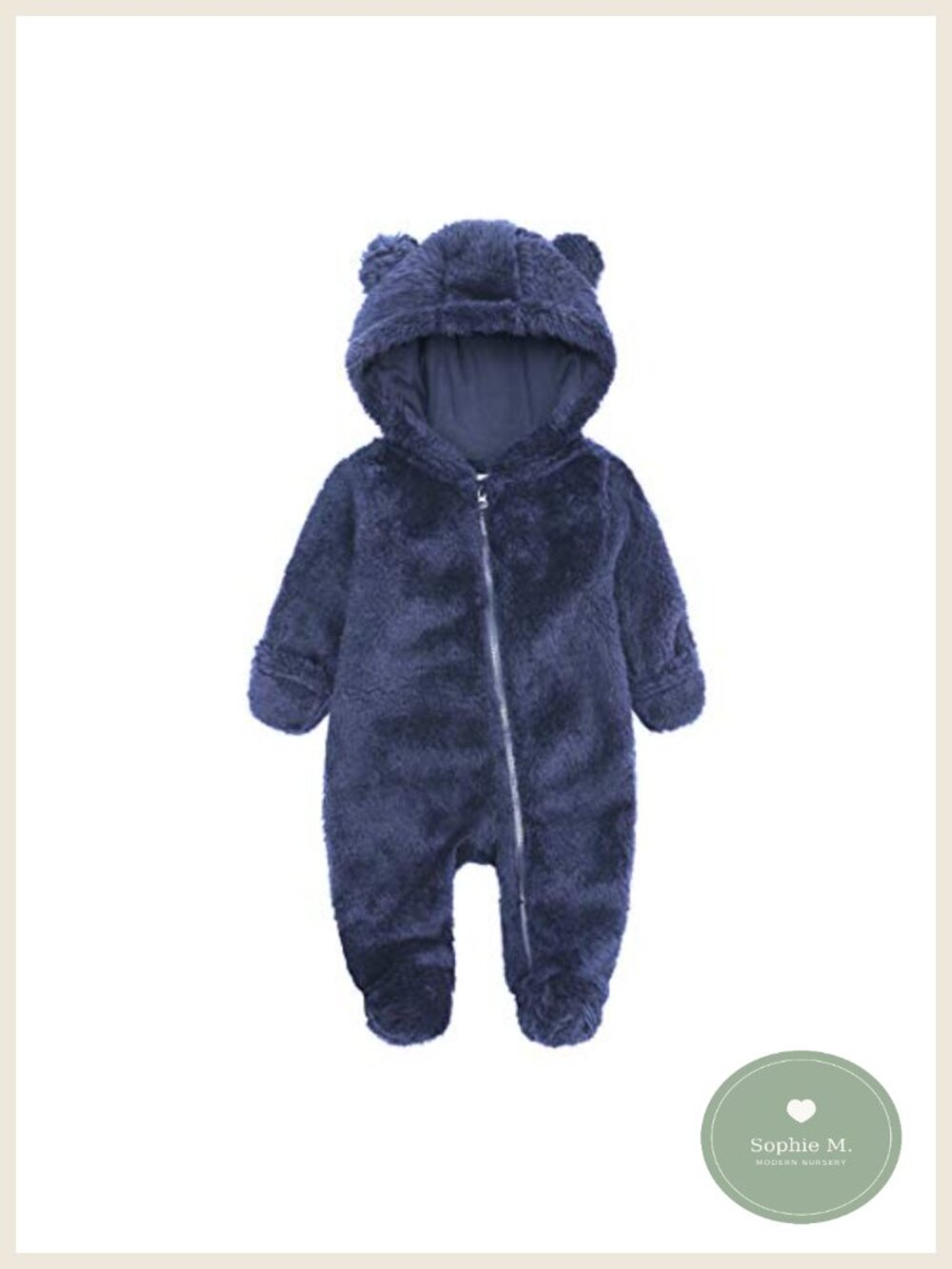 Newborn Fleece Hooded Bear Romper Warm Footed Jumpsuit Fall Winter Outfit